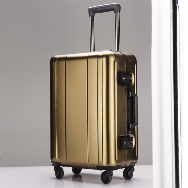 20 Inch Aluminum Alloy Checked Luggage - 100% Metal Carry-On Suitcase for Travel, Durable & Lightweight Trolley Bag - Perfect for Business Trips, Vacations and Air Travel