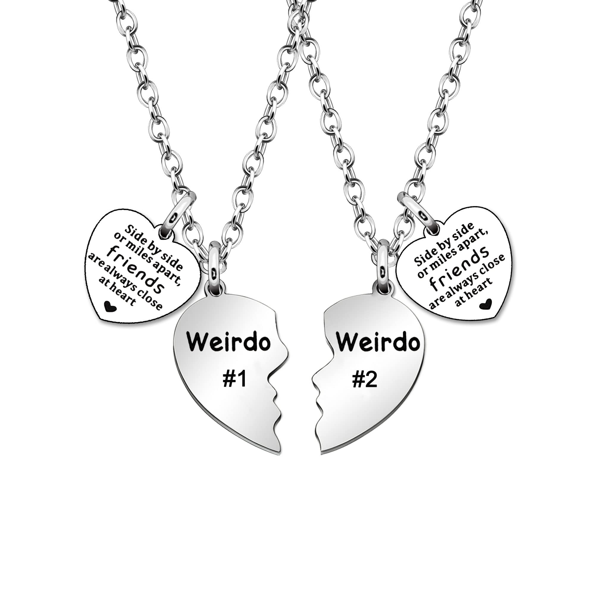 Weirdo #1 & Weirdo #2 Matching Necklace Set - Best Friendship & Couple Gifts for Women & Men - Bee Happy Necklaces for Sisters, Best Friends, Lovers - Birthday, Christmas Gifts for Her & Him - Perfect for Anniversaries, Valentine's Day & Everyday Wear