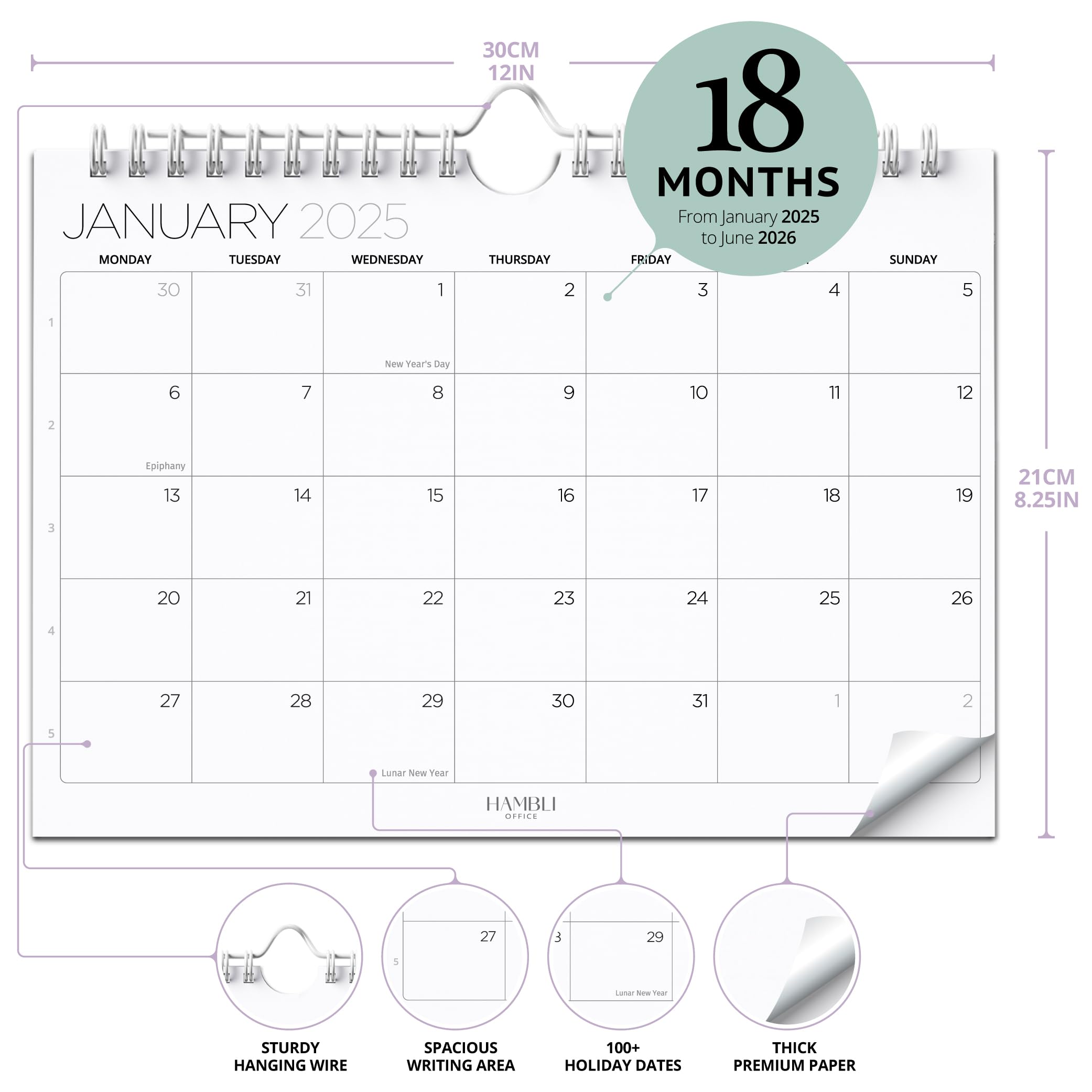 2025-2026 Wall Calendar | 18-Month Planner from July 2025 to June 2026 | Customizable Desk Calendar with Landscape Design | Perfect for Home, Office & School Organization