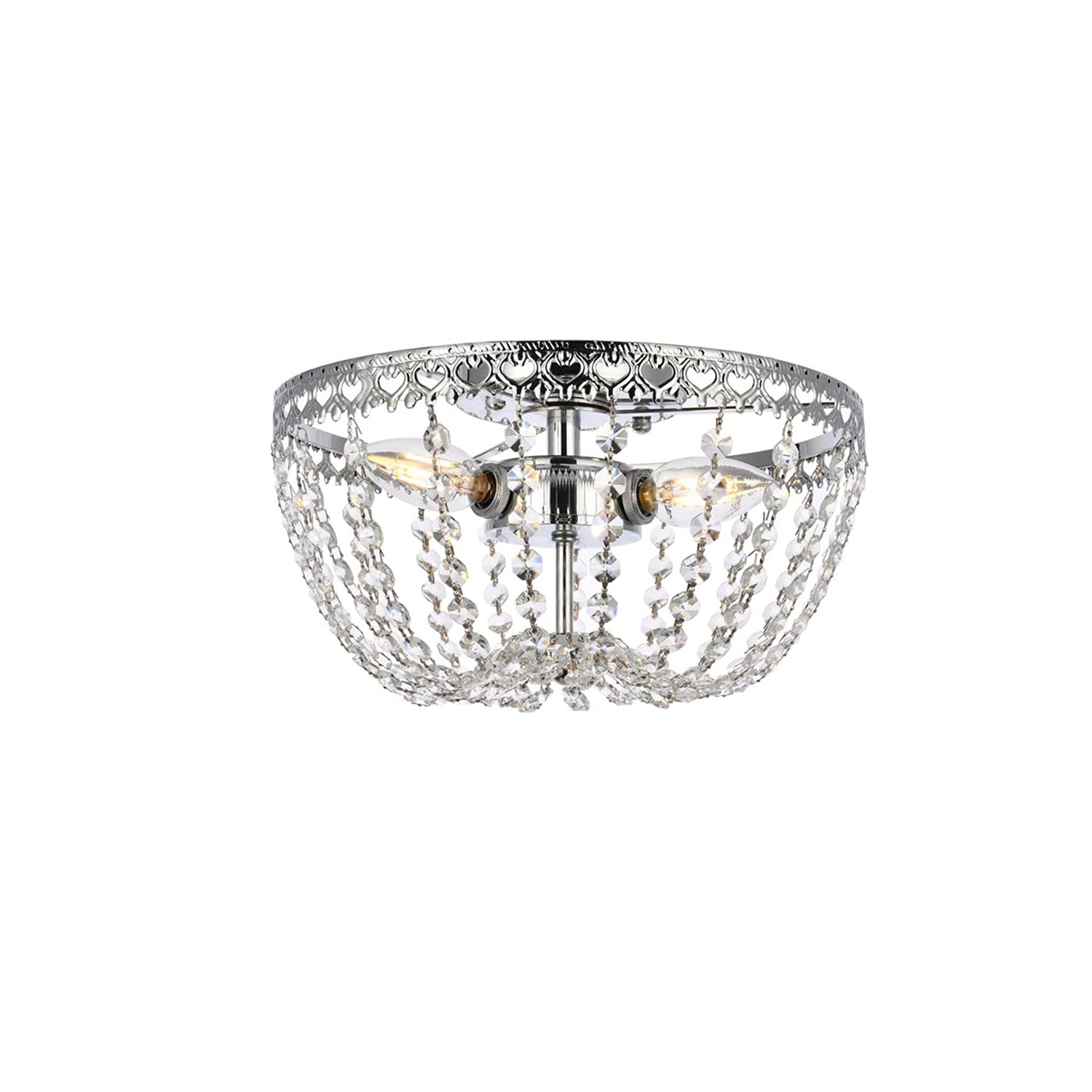 12 Inch Chrome Flush Mount Ceiling Light - Modern Indoor Home Decorative Lighting for Living Room, Bedroom & Kitchen