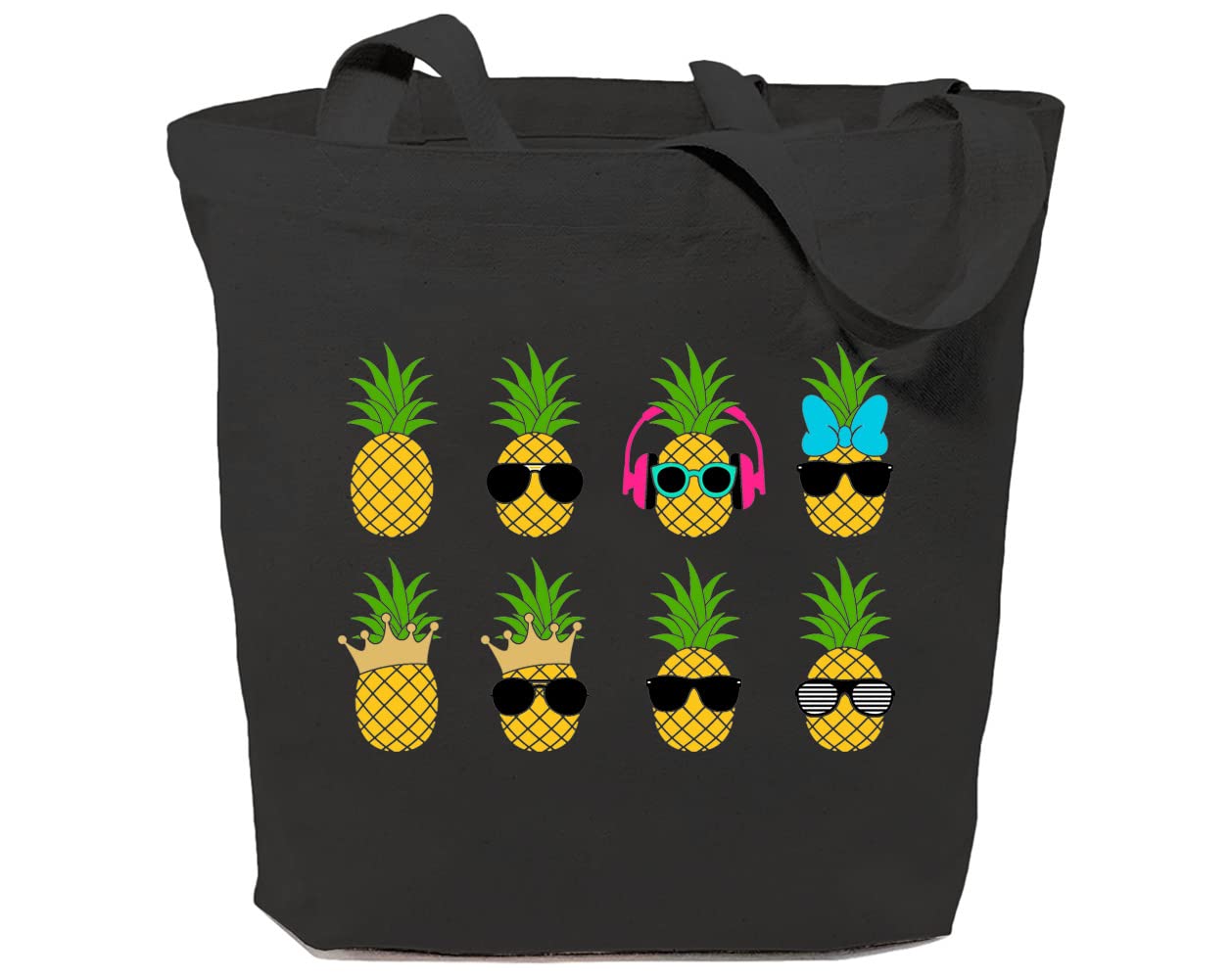 Stylish Pineapple Print Canvas Tote Bag for Women - Reusable Grocery Shopping Bag with Long Shoulder Strap - Perfect for Beach, Picnic, Travel & Daily Use - Cute Gift Idea for Girls & Teens