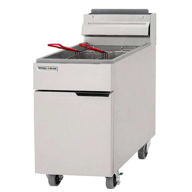 Inferno Blaze Premium IBP-GF-75-NG 75 lb Natural Gas Floor Model Fryer | 170,000 BTU Commercial Deep Fryer | ETL & NSF Certified Stainless Steel | Ideal for Restaurants, Food Trucks & Catering Businesses