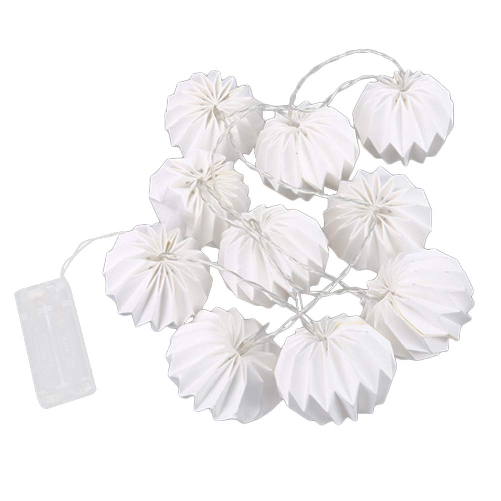 Battery Powered LED String Lights - 1.5m 10-Light Paper Pumpkin Lantern for Halloween Party Decor, Outdoor Garden, Patio, and Indoor Home Decoration (Batteries Not Included)