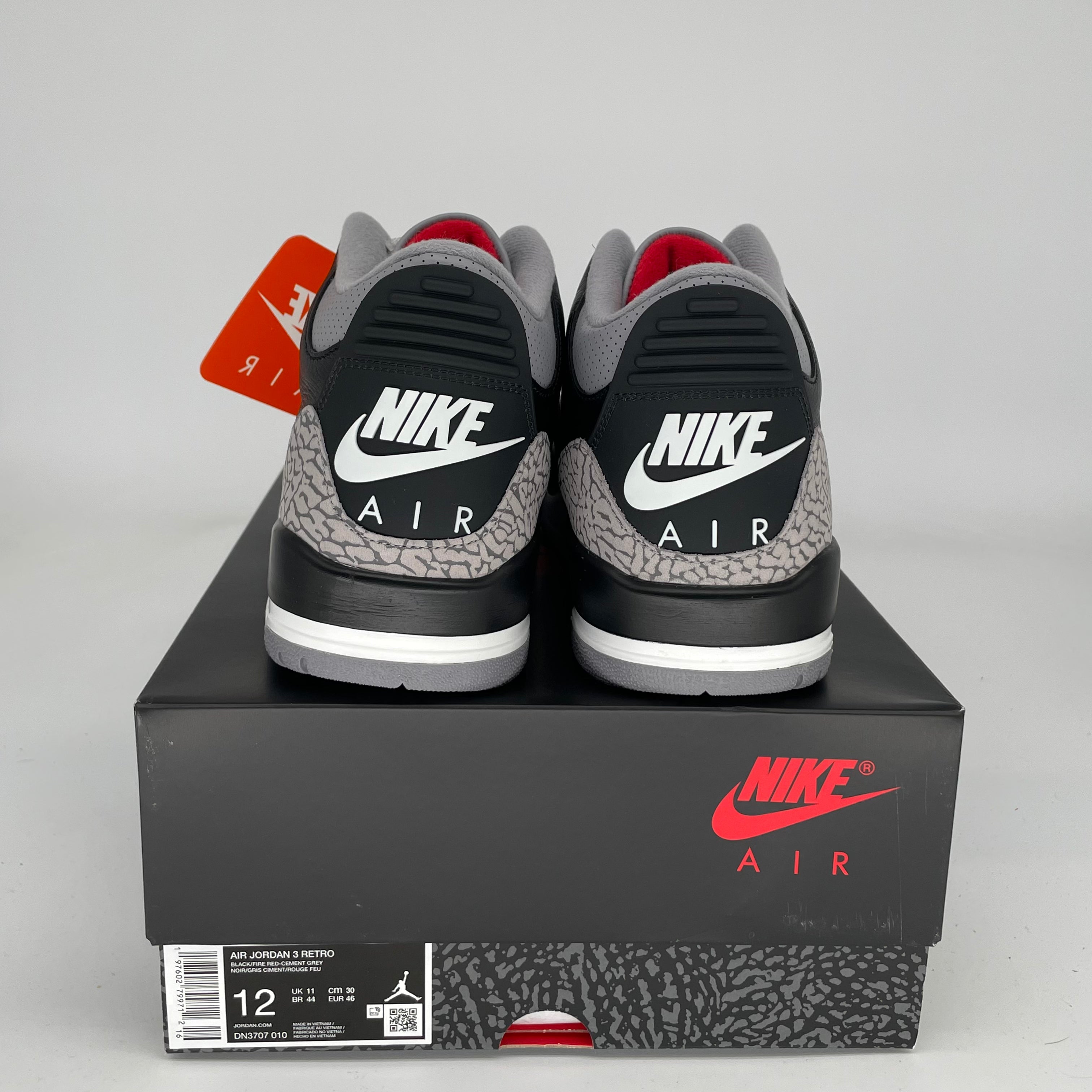 Original Air Jordan 3 Black Cement Reimagined Men's Basketball Shoes - Size 12 (DN3707-010) | Retro Sneakers for Streetwear & Casual Outfits