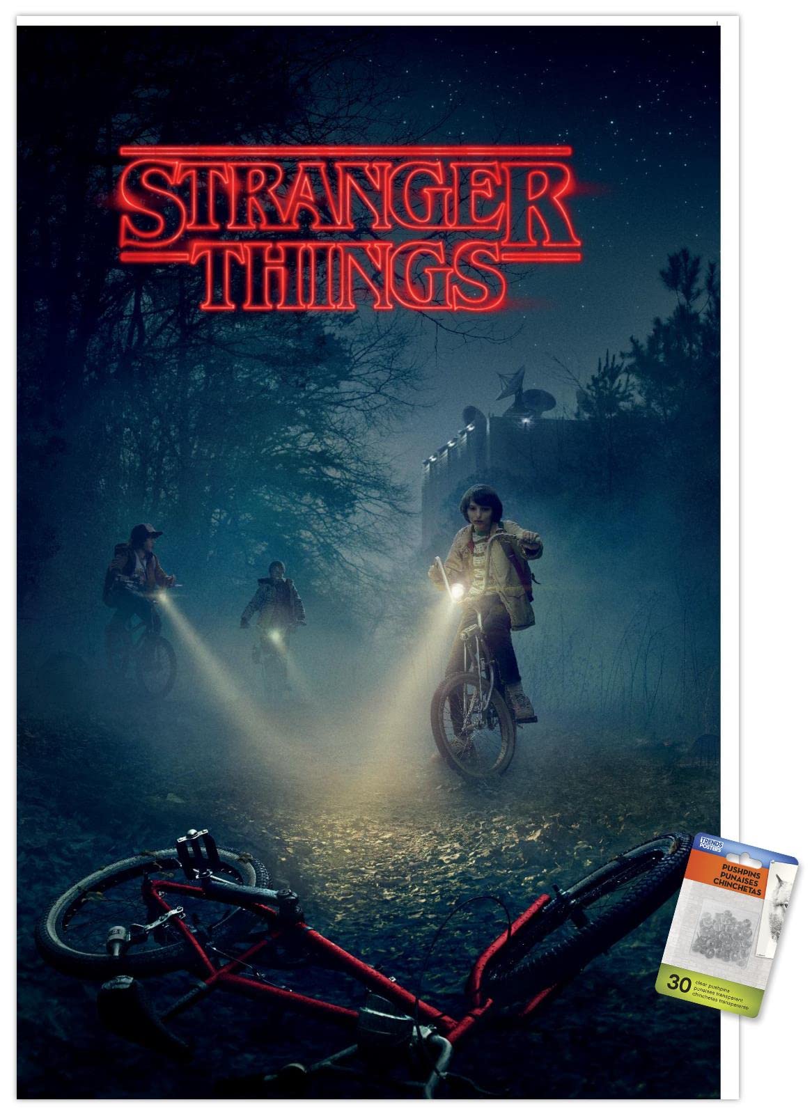 Stranger Things Netflix Wall Poster with Push Pins - 24x36 Inch TV Show Decor for Bedroom, Living Room & Office - Perfect Gift for Fans