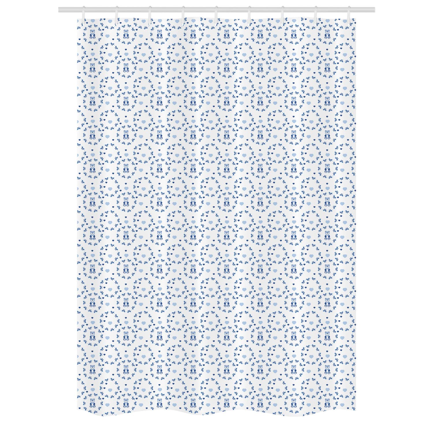 Ambesonne Cartoon Stall Shower Curtain with Ribbons, Teddy Bears & Hearts Design - 54