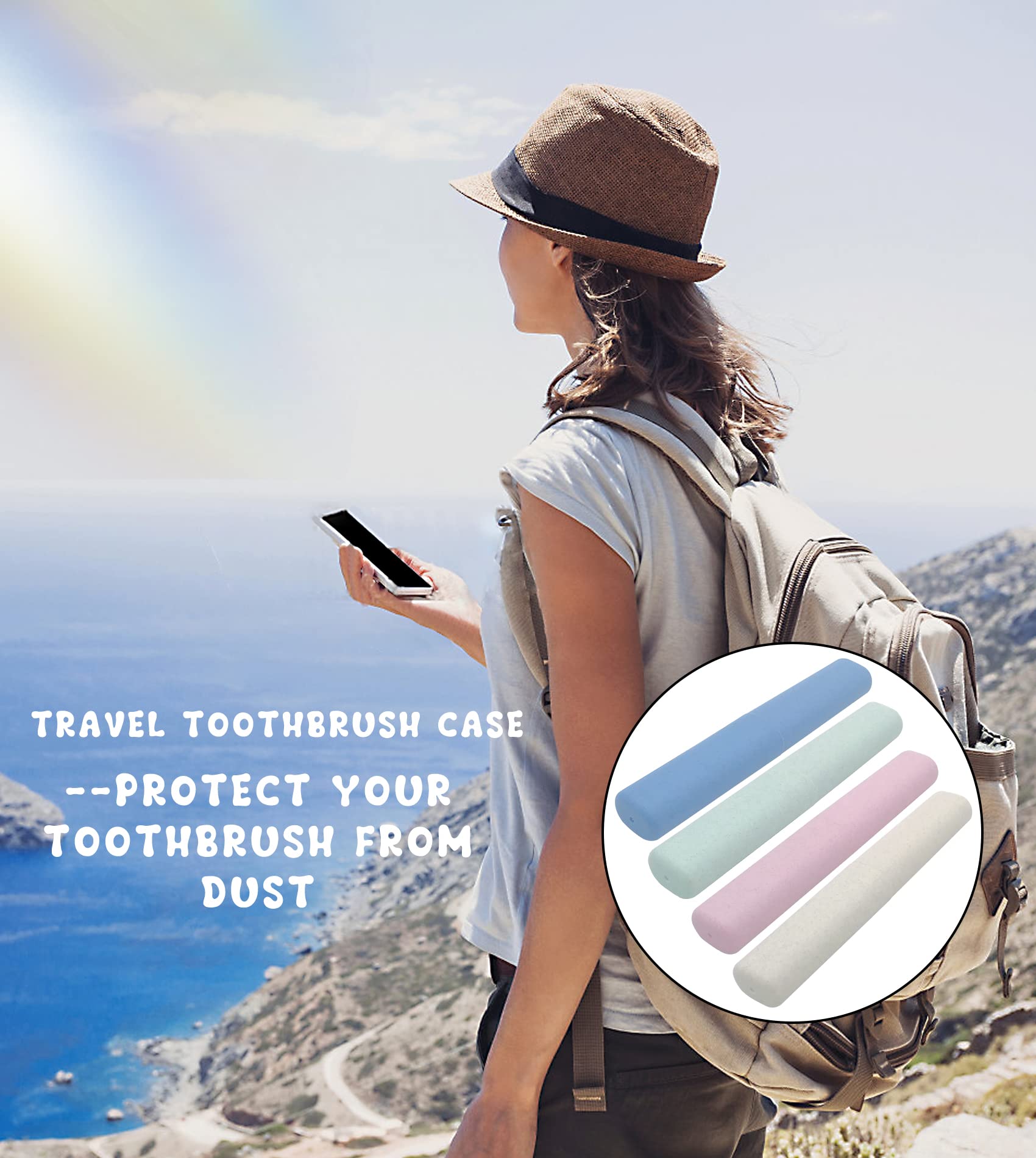 SIETDESEO 4-Pack Travel Toothbrush Holder Set - Waterproof Toothbrush Case for Travel, Camping & Gym | Compact & Hygienic Dental Accessories Storage