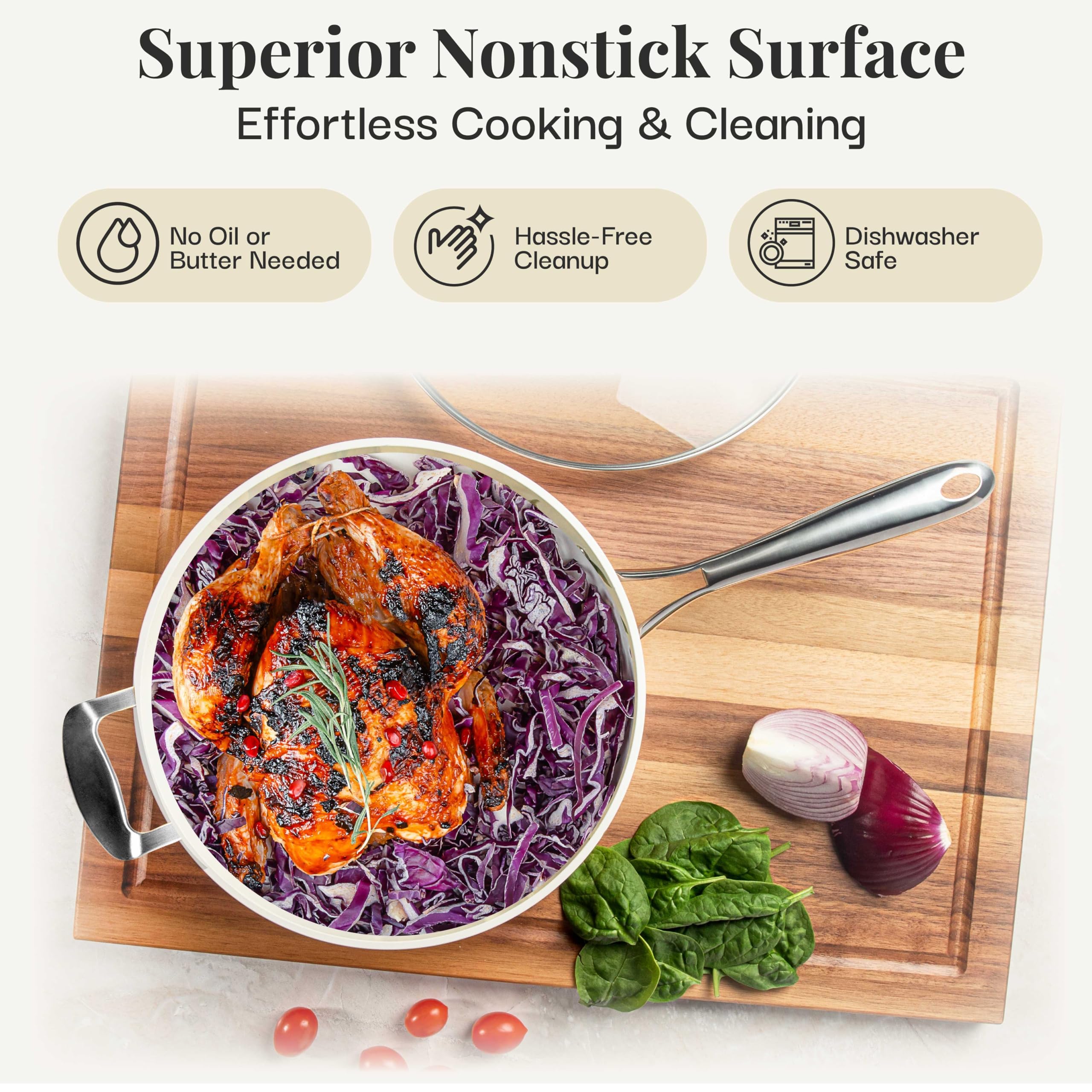 GOTHAM STEEL 14 Inch Non-Stick Ceramic Frying Pan with Lid - Induction Compatible, Oven & Dishwasher Safe - Healthy Non-Toxic Cookware for Sautéing, Frying & Baking - Perfect for Family Meals & Professional Cooking