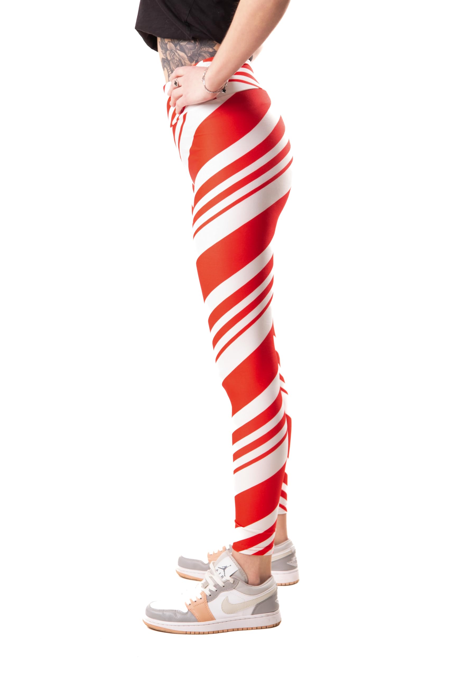 Festive Christmas Leggings for Women - Cozy Elf Print Tights, Santa Claus & Candy Cane Holiday Pants (Plus Size Available) | Perfect for Xmas Parties, Family Gatherings & Winter Celebrations