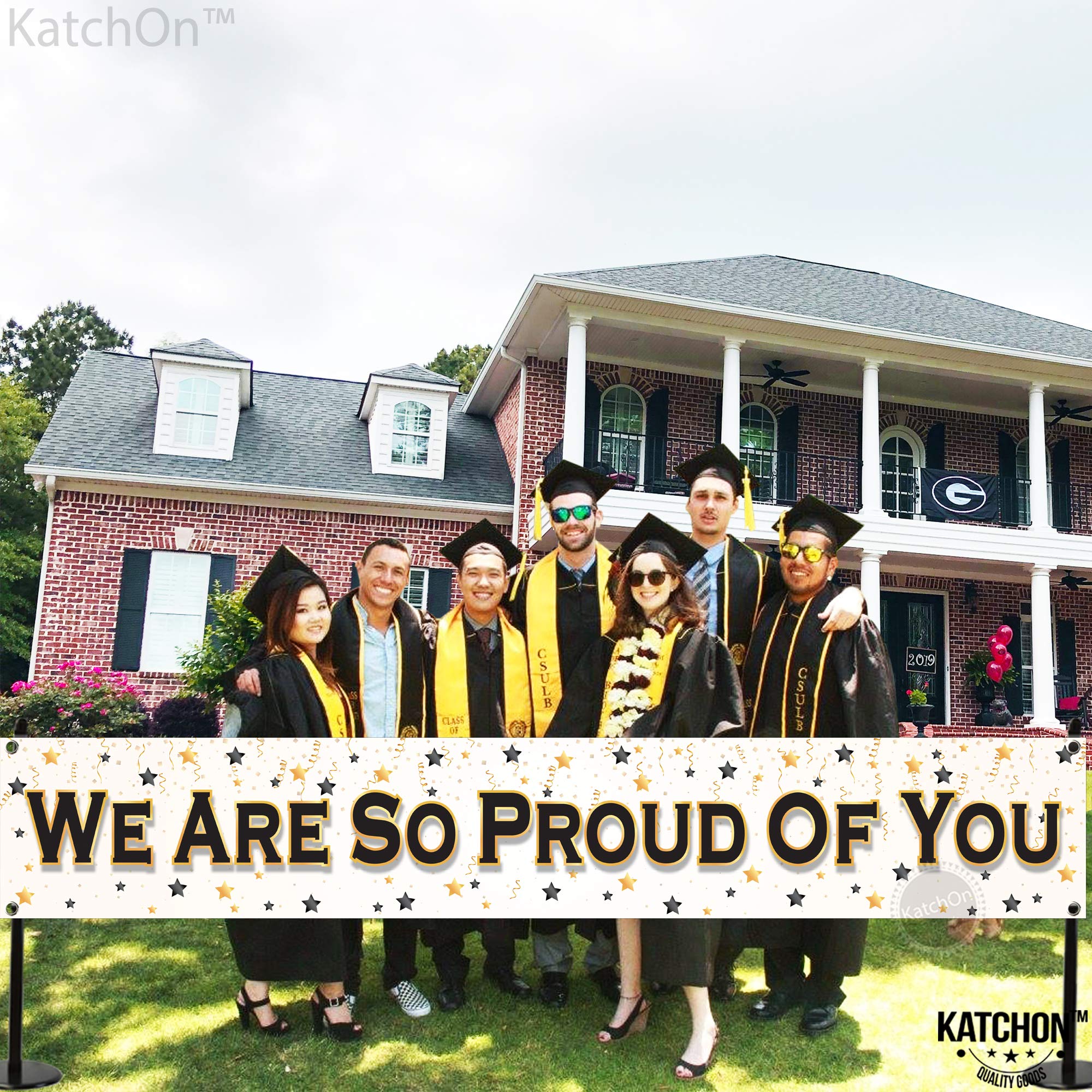 KatchOn Extra Large Graduation Banner 120x20 Inch - Proud Graduate Party Decor for 2025 | Yard Sign, Backdrop & Wall Decoration for High School & College Celebrations