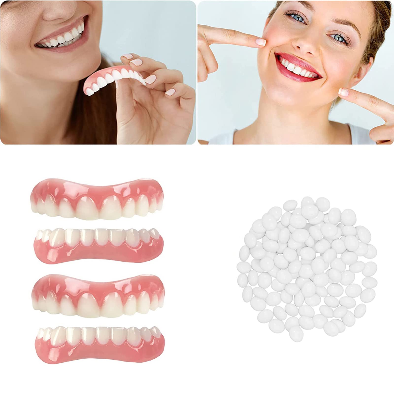 DIY Denture Repair Kit for Missing Teeth - Natural Tone Instant Veneers & Dental Silicone Whitening (2-Piece Set) | Perfect for Men & Women with Bad Teeth | At-Home Dental Care & Emergency Tooth Replacement Solution