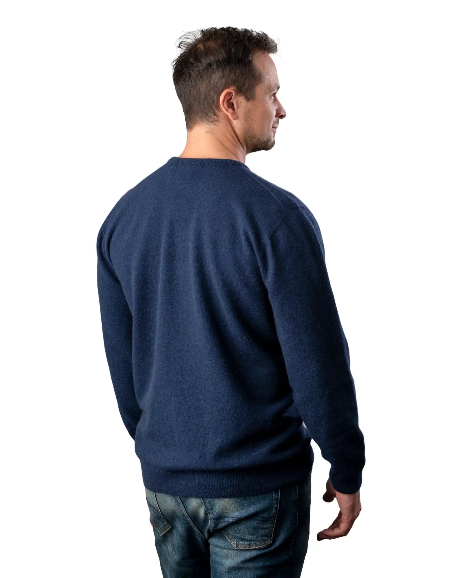 Premium Twilight Blue Men's Possum Merino Wool Crew Neck Sweater - NB120 - Soft & Warm Winter Knitwear for Outdoor Activities & Casual Wear
