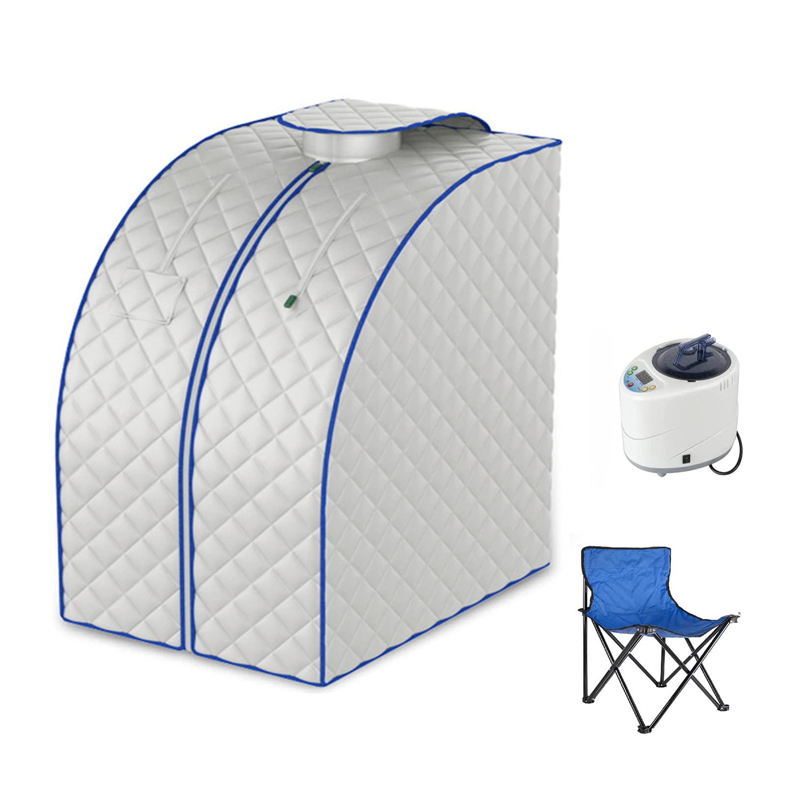 AJLDN Portable Steam Sauna for Home Use - 2L Personal Therapeutic Sauna with Remote Control & Timer - Detox, Weight Loss & Relaxation - Ideal for Home Spa, Yoga Recovery & Stress Relief (Silver)