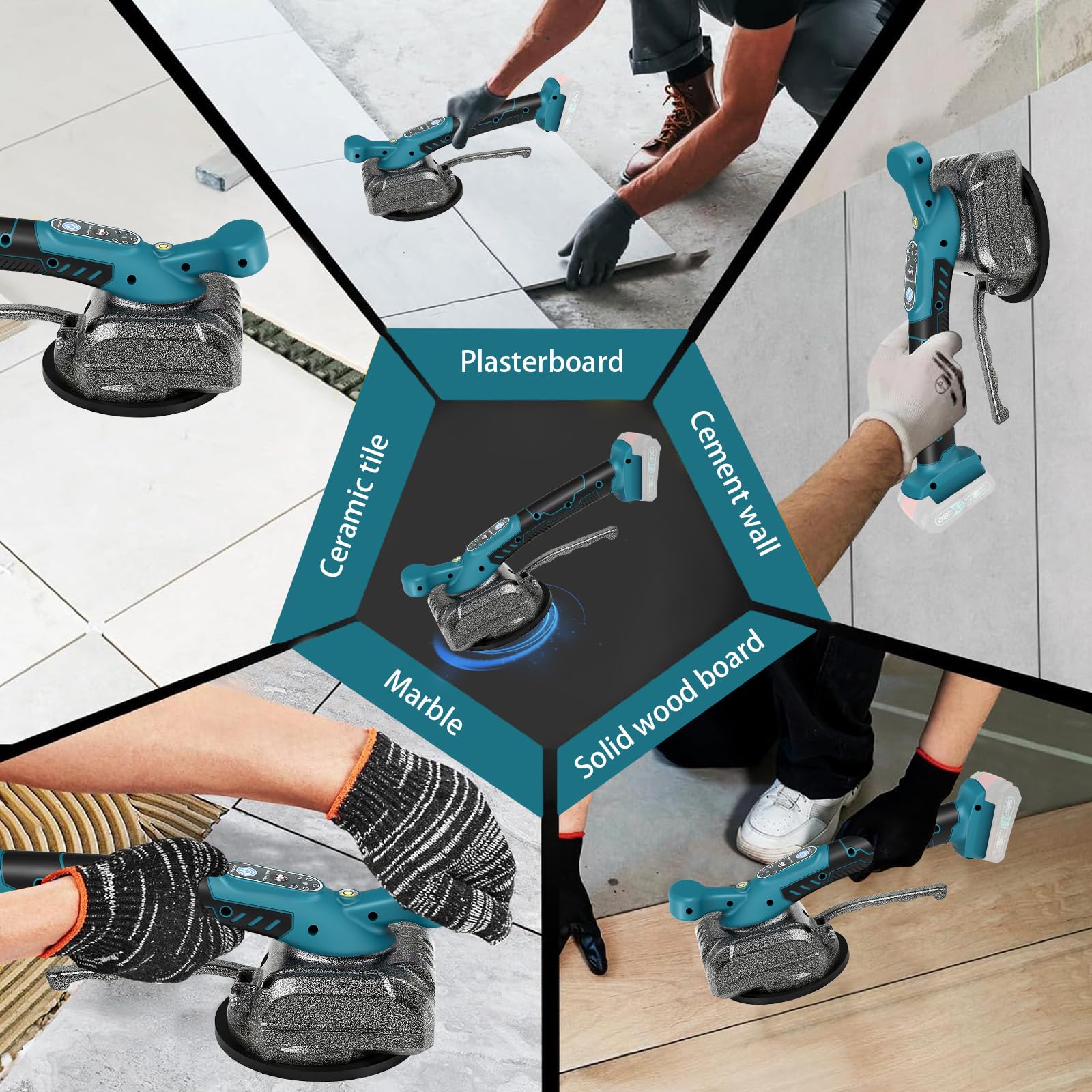 **Makita 18V Cordless Tile Vibration Machine - 5-Speed Adjustable with Suction Cup, Auto-Leveling, Digital Display & Lock - Handheld Tile Tiling Tool for Floors & Walls (Battery Not Included)**
