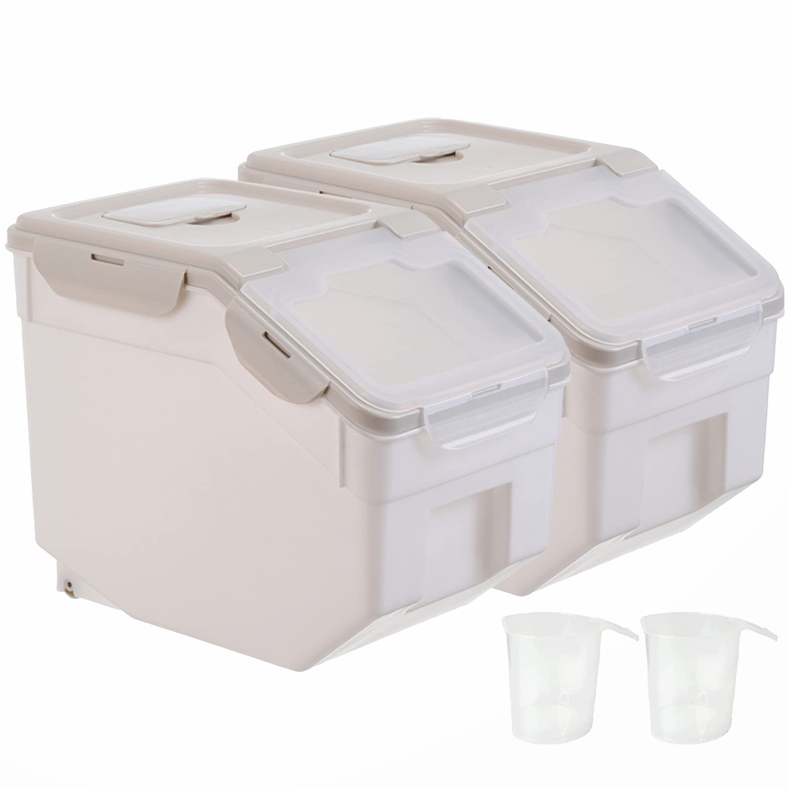 Kathson 50L Large Airtight Pet Food Storage Container with Scoop & Wheels - Moisture-Proof Dry Dog Cat Food Bin for Puppy Kitten Treats - Perfect for Home, Farmhouse, or Pet Store Use