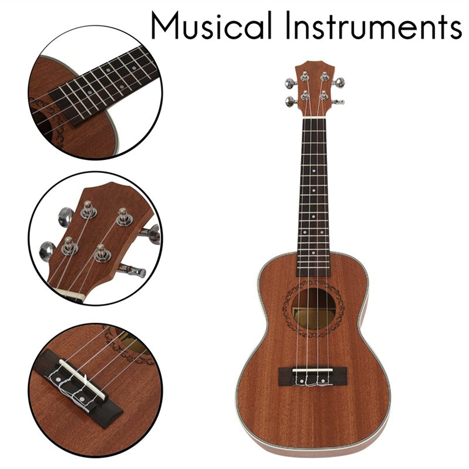 23 Inch Concert Ukulele Kit - Mahogany 4-String Hawaiian Mini Guitar with Carry Bag - Perfect for Beginners, Kids & Adults - Ideal for Travel, Beach Parties & Music Lessons