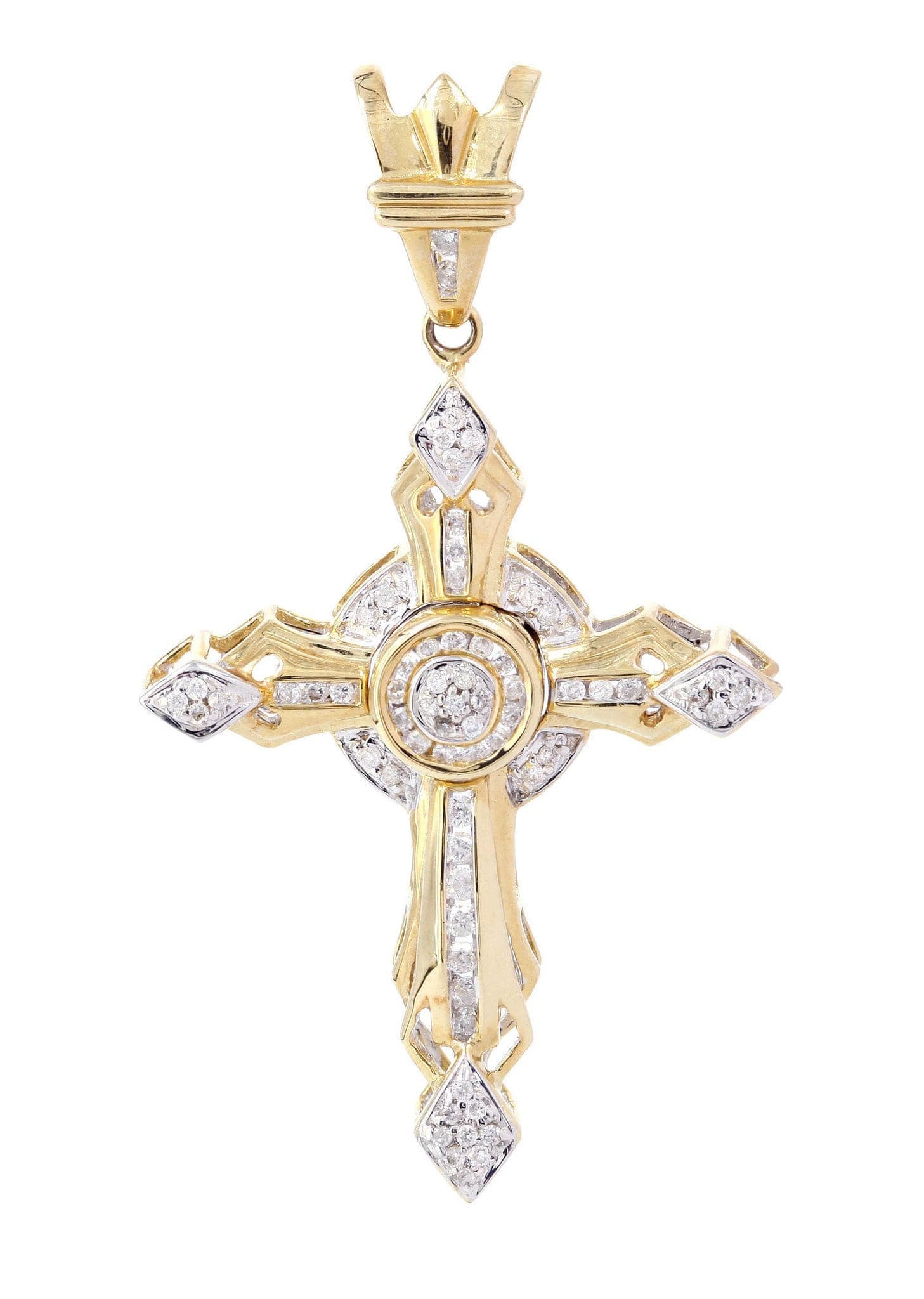 0.39 Carat Diamond Cross Pendant Necklace - 6.25 Grams Solid Gold Religious Jewelry for Women & Men - Perfect for Baptism, First Communion, Confirmation & Everyday Wear