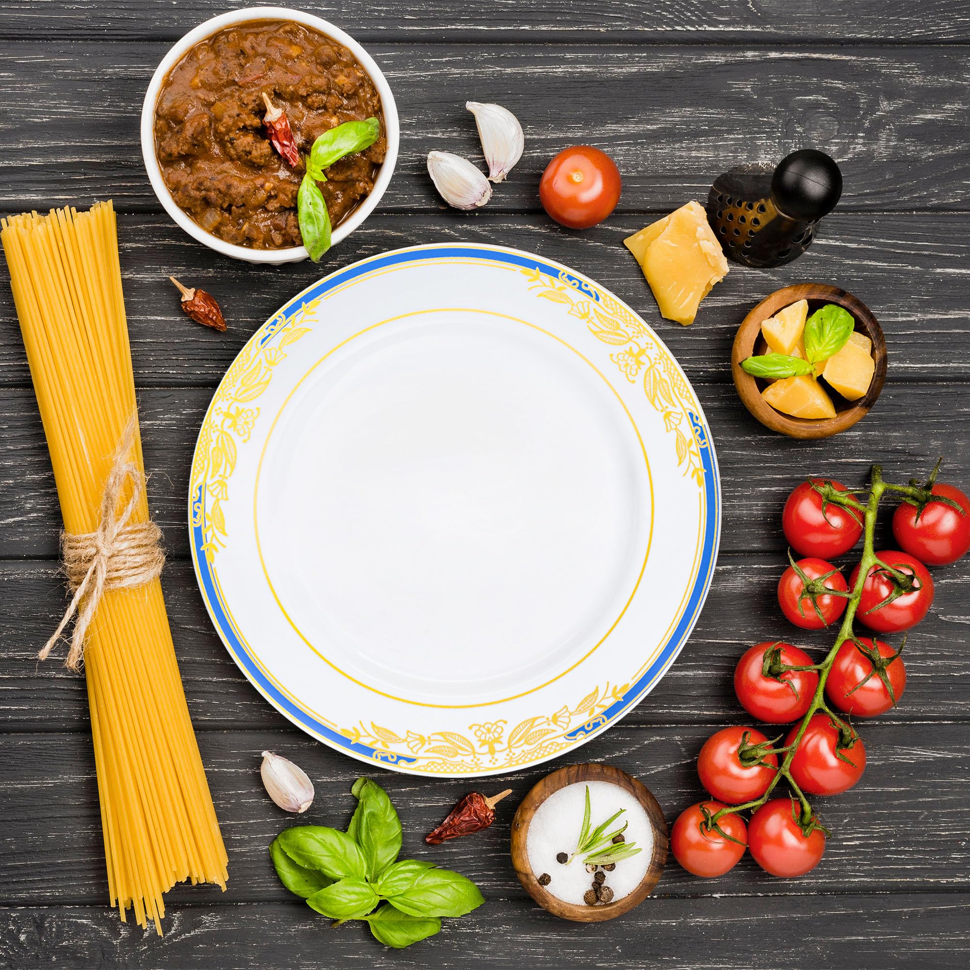 Smarty Had A Party 120-Piece Elegant Disposable Plastic Dinnerware Set - 10.25