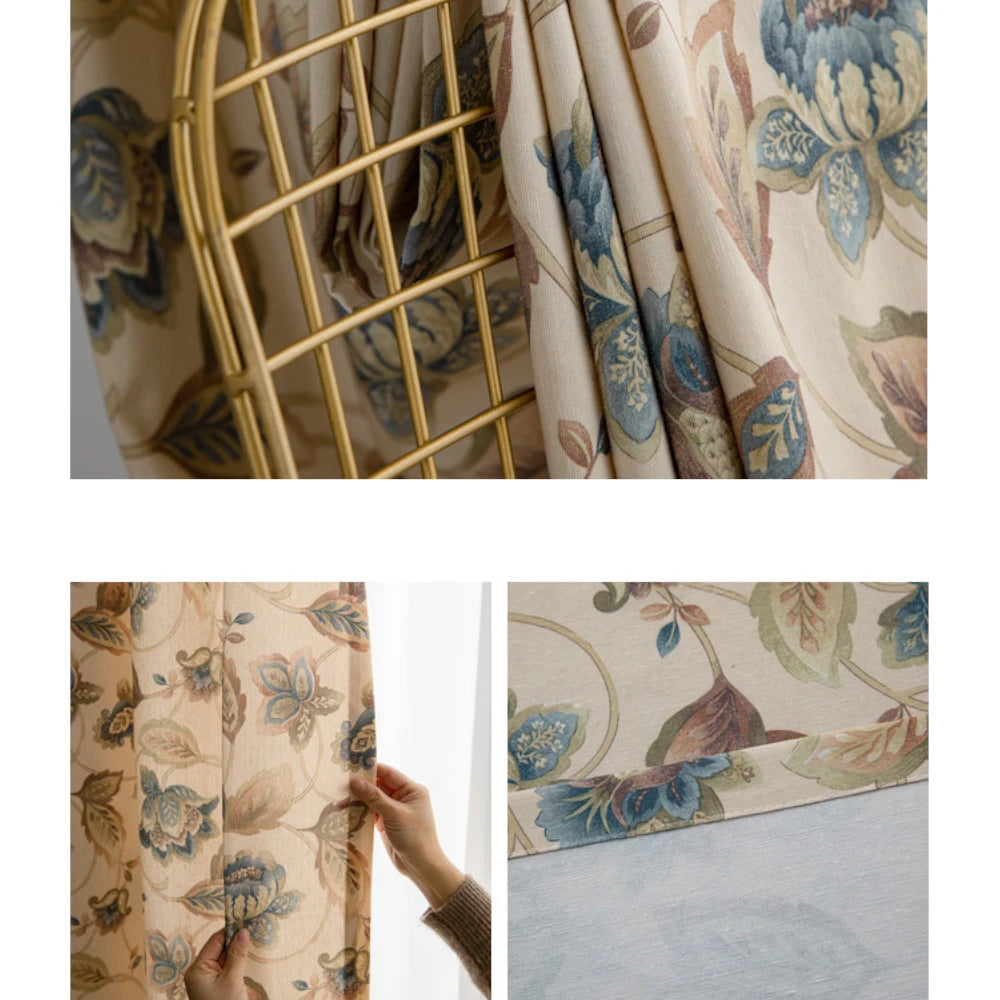 French Country Floral Blackout Curtains - Custom Room Darkening Window Drapes for Bedroom & Living Room - Elegant Home Decor with Light Blocking Feature
