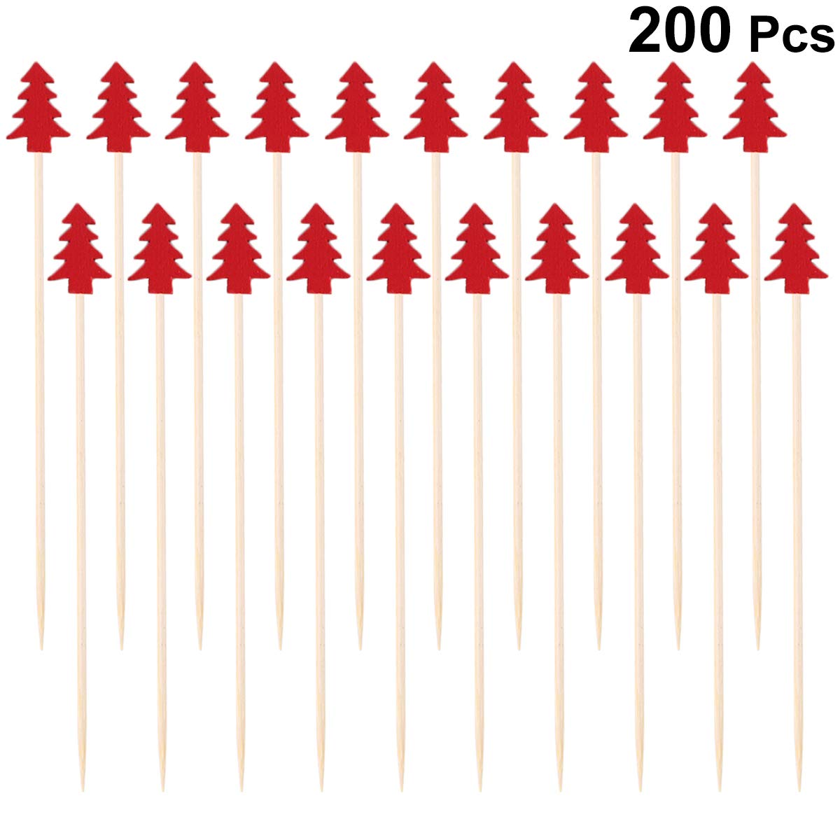 DOITOOL 200pcs Bamboo Cocktail Sticks - Reusable Party Toothpicks for Fruits, Appetizers & Drinks - Perfect for Cocktail Parties, Christmas Decorations & Home Entertaining