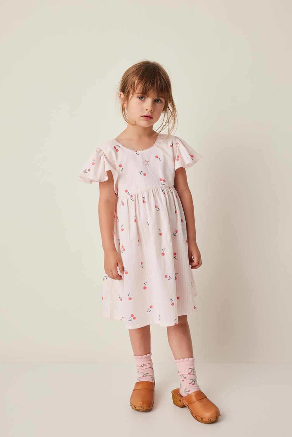 Vintage Short Sleeve Pink Cherry Print Dress - Floral Summer Dress for Women, Perfect for Casual Outings, Picnics, and Beach Vacations