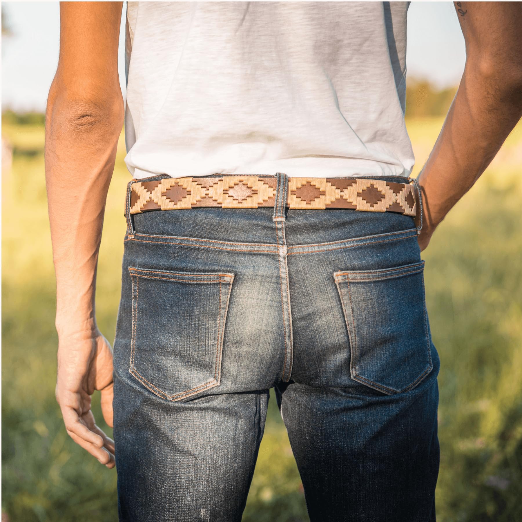 Premium Hand-Stitched Leather Polo Belt for Men - Classic Dress & Casual Style - Perfect for Office, Wedding & Everyday Wear