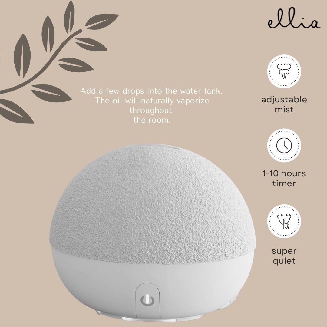 Ellia Stone Taupe Essential Oil Diffuser - Aromatherapy Ultrasonic Humidifier for Home, Office & Spa - Perfect for Relaxation & Stress Relief
