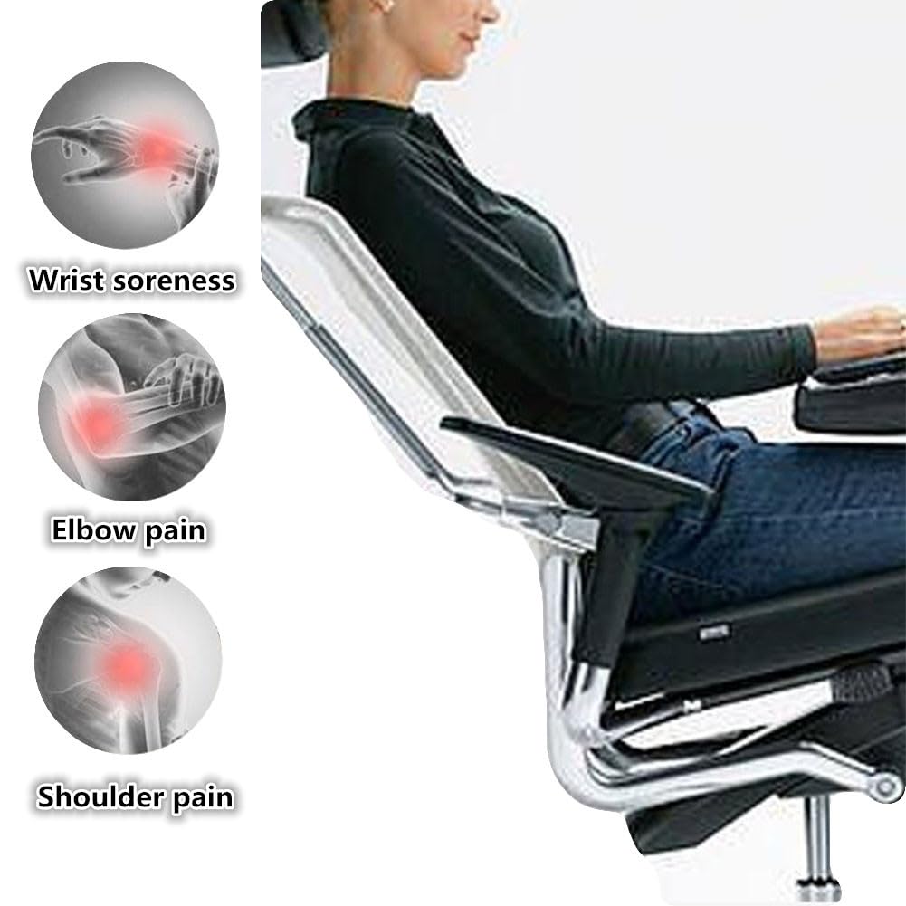MINDRA 2 Pack Memory Foam Armrest Pads for Office & Gaming Chairs - Black | Pressure Relief Cushion for Elbows & Forearms | Perfect for Work, Gaming & Long Sitting Sessions