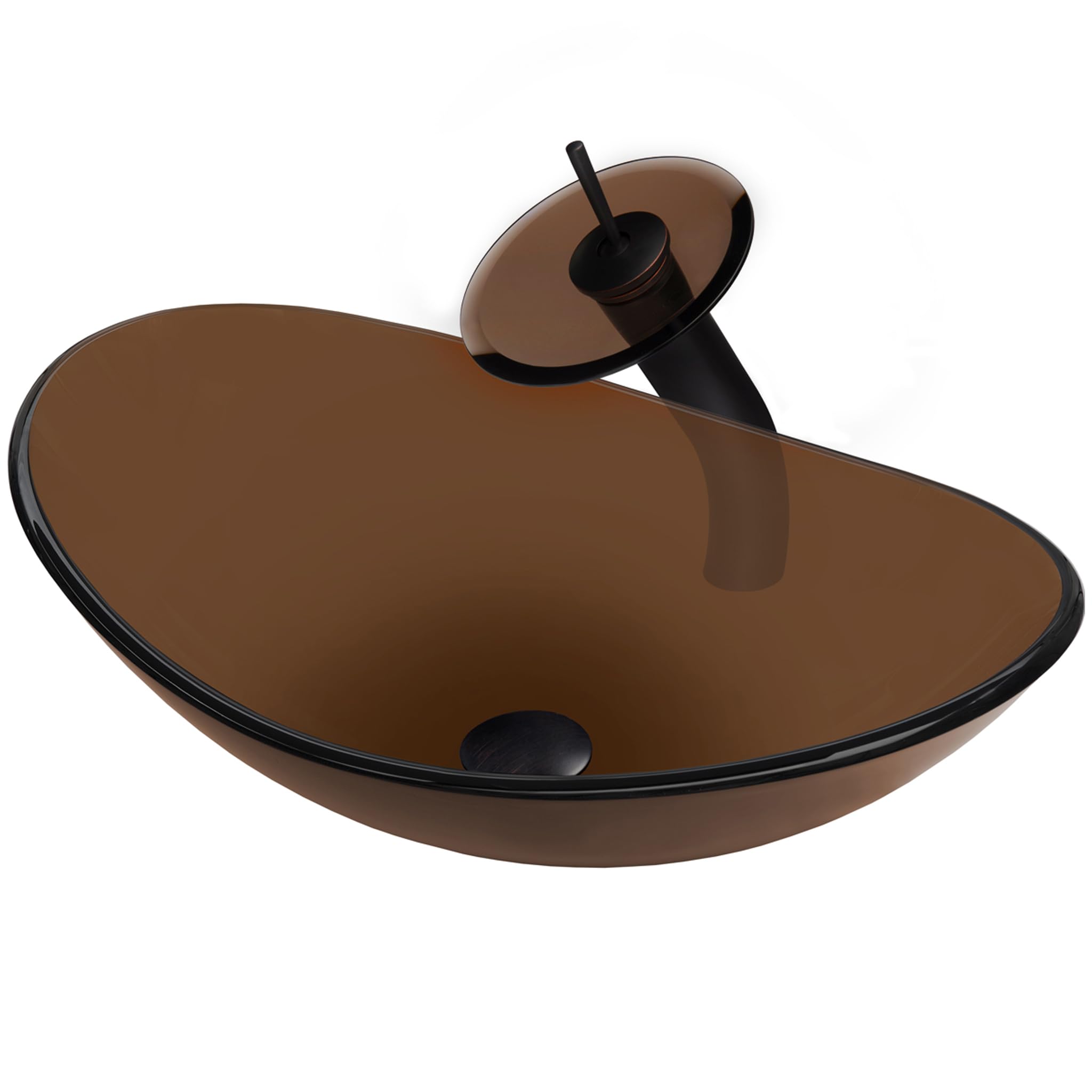 Novatto BABBUCCIA Glass Vessel Bathroom Sink Set in Oil Rubbed Bronze - Modern Vanity Sink for Bathroom & Powder Room Decor