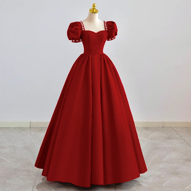 Elegant Burgundy Short Sleeve A-Line Prom Dress for Evening Parties & Formal Events | Perfect for Homecoming, Dances & Special Occasions