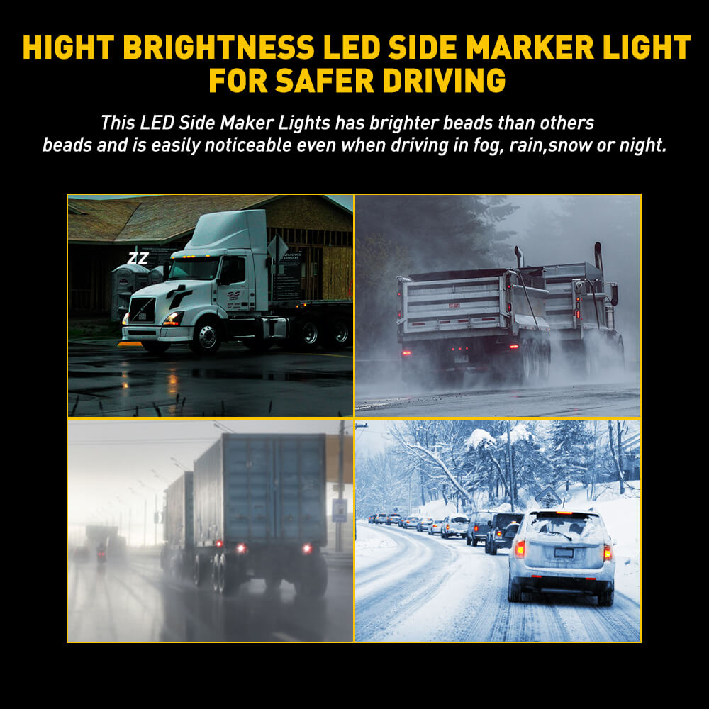 2.5 Inch Oval LED Side Marker Lights for Truck, Trailer, RV - 10pcs (Red, Yellow, White) - Waterproof & Durable for Night Driving Safety & Spare Tire Cover Lighting