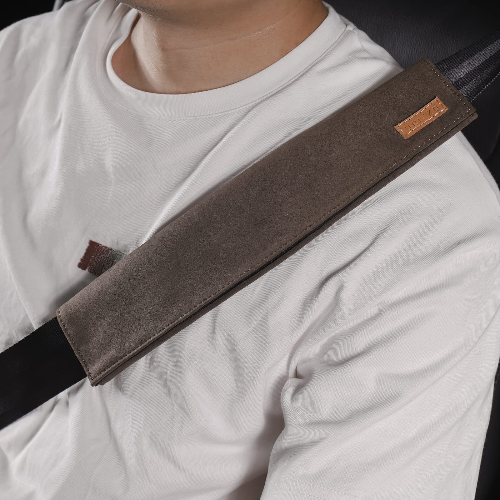2 PCS Premium Leather Car Seatbelt Covers for Adults - Soft Shoulder Pad Protector for Women & Men - Comfortable Driving Accessories for Long Trips & Daily Commute (Mocha Brown)