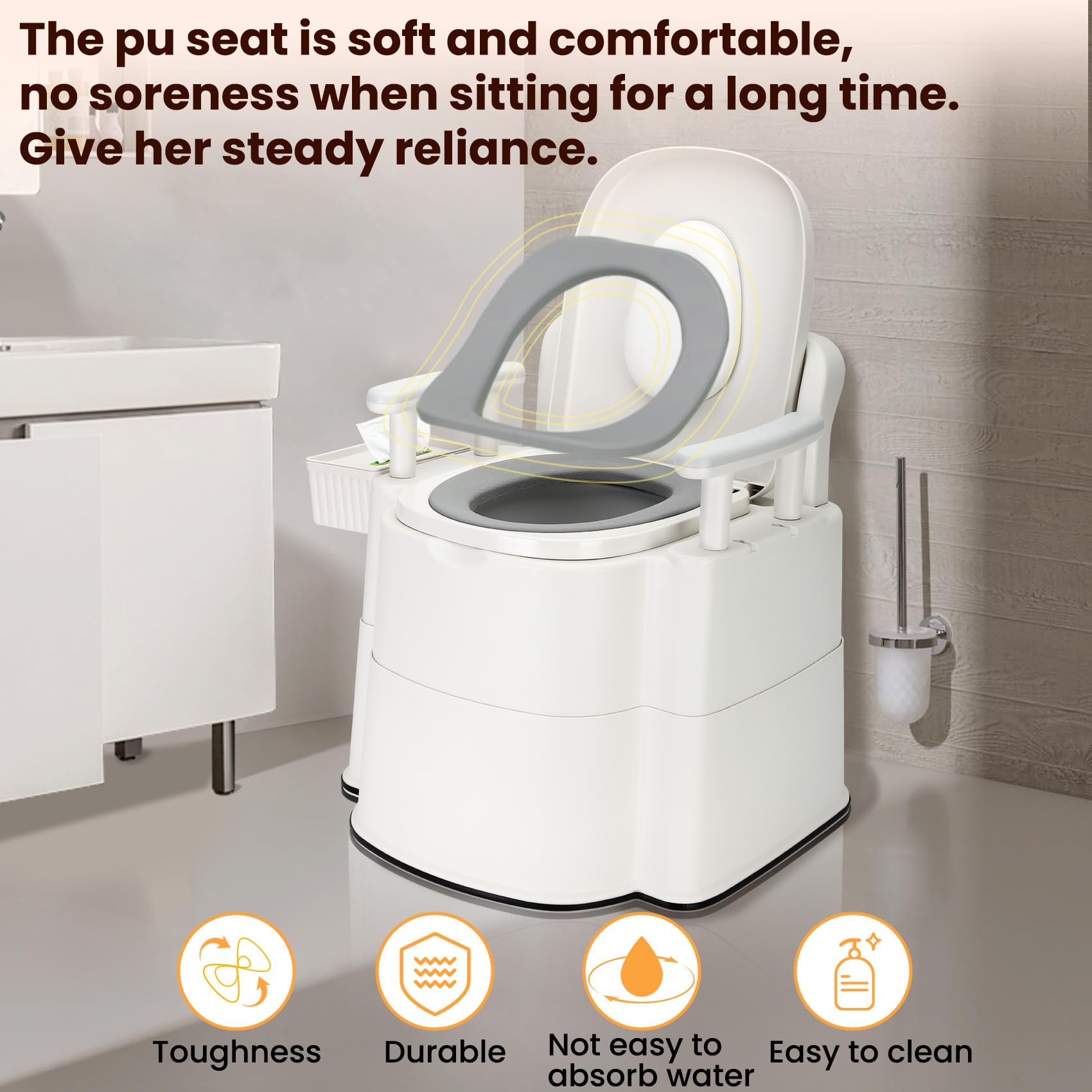 Upgraded Safety Commode Toilet for Elderly & Disabled - 520 lbs Weight Capacity, Detachable Armrests, Anti-Odor Design - Bedside Toilet Chair for Adults with Easy Installation - Ideal for Home Care, Post-Surgery & Mobility Assistance