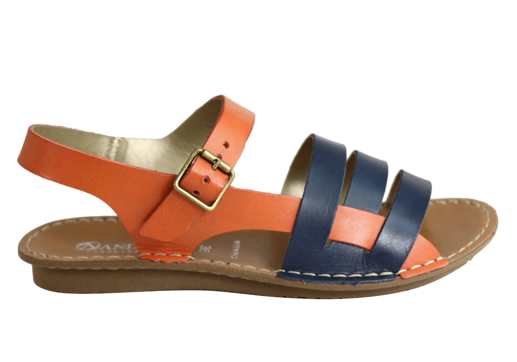 Andacco Aprili Women's Comfortable Flat Leather Sandals - Handmade in Brazil - Perfect for Beach, Vacation & Summer Outfits