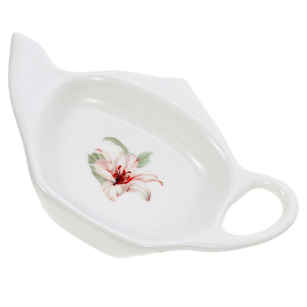 Ceramic Teapot-Shaped Tea Bag Holder & Spoon Rest - White for Tea Time & Snacks