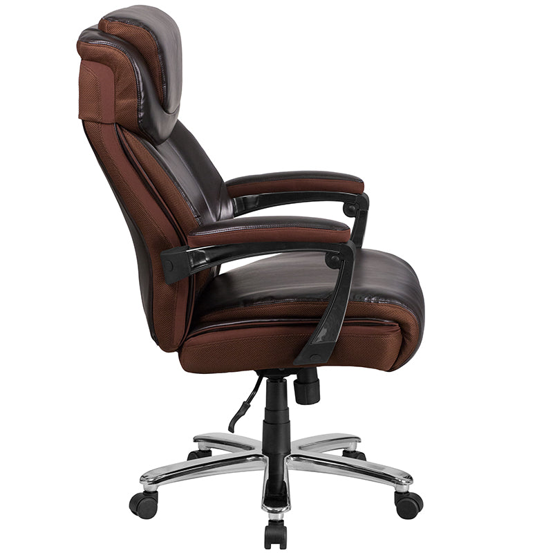 HERCULES Series Big & Tall 500 lb. Capacity Black LeatherSoft Executive Swivel Ergonomic Office Chair with Adjustable Headrest - Perfect for Home Office, Gaming, and Heavy-Duty Workspaces