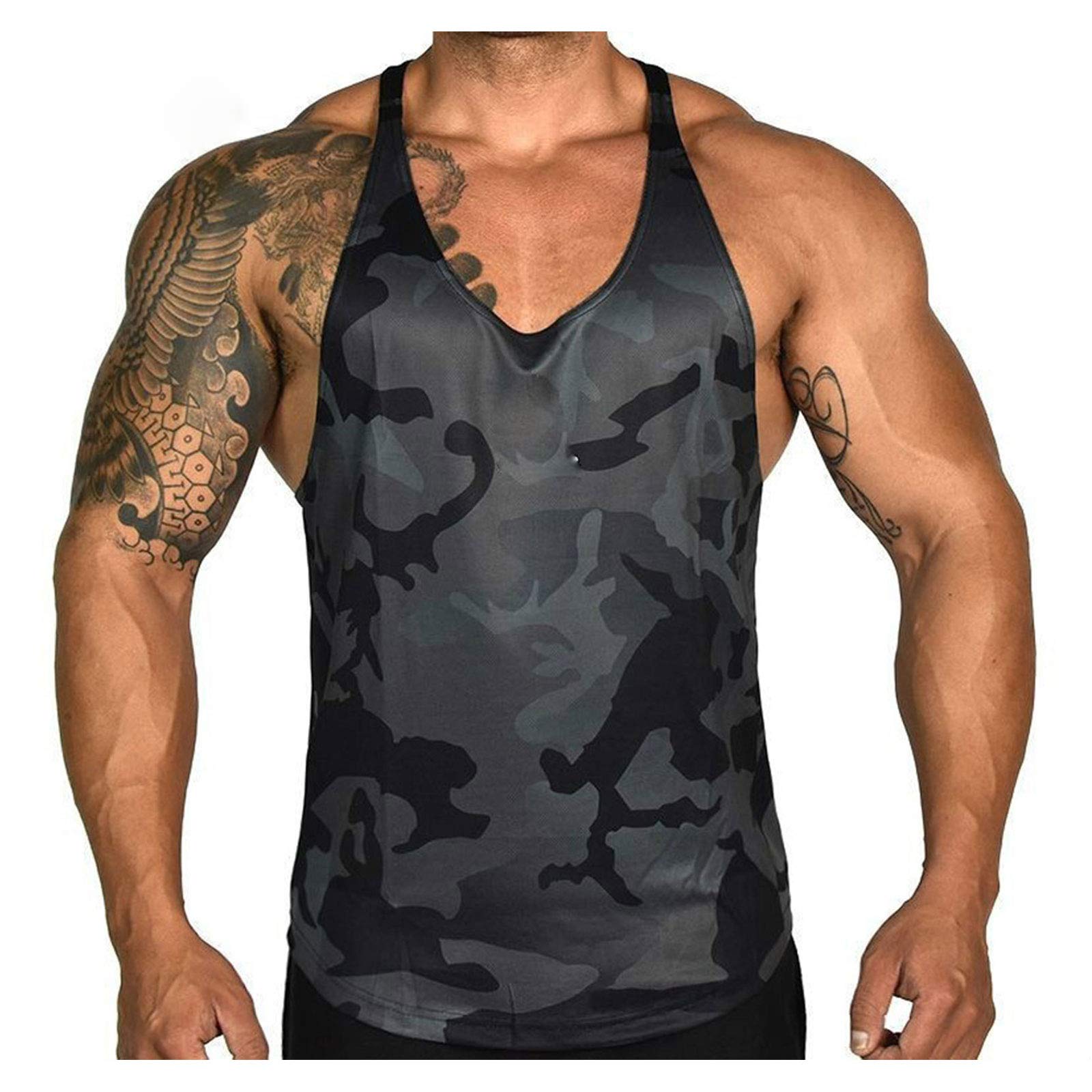 Men's Workout Tank Top - Gym Muscle Cut Stringer Sleeveless Shirt for Bodybuilding & Fitness | Perfect for Weightlifting, Running & Training