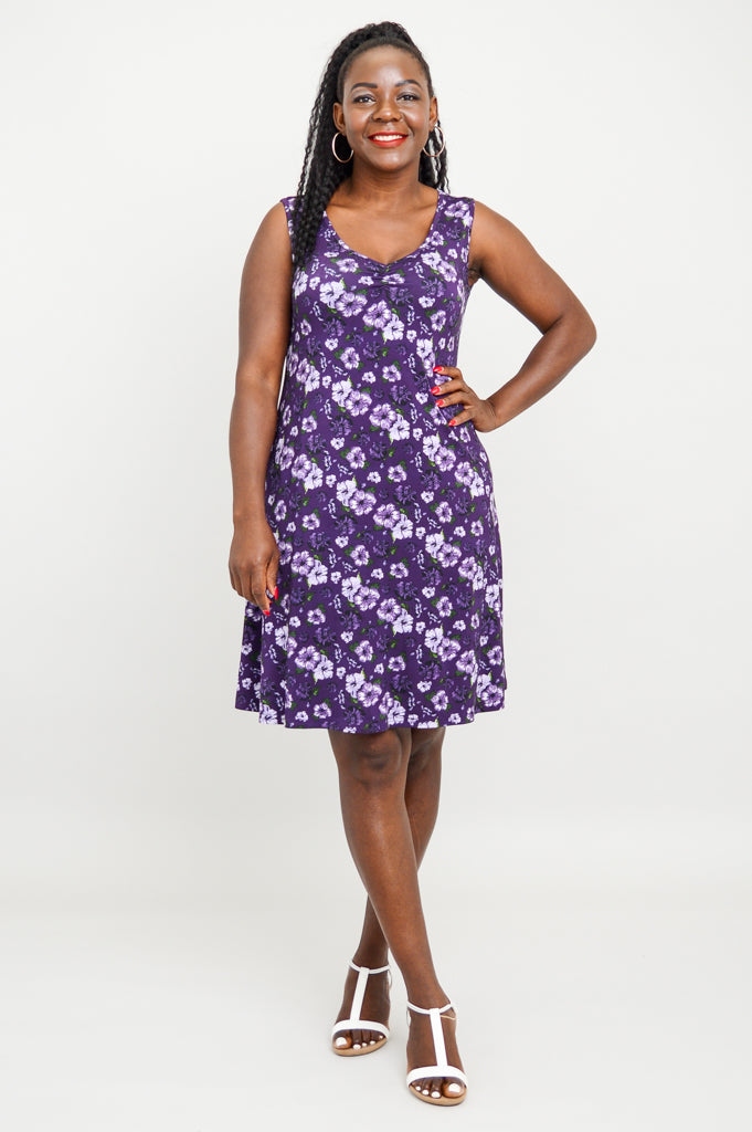 Lanai Sleeveless Midi Dress - Floral Hibiscus Print & Breathable Bamboo Fabric | Summer Beach Dress for Vacation, Resort Wear & Tropical Getaways