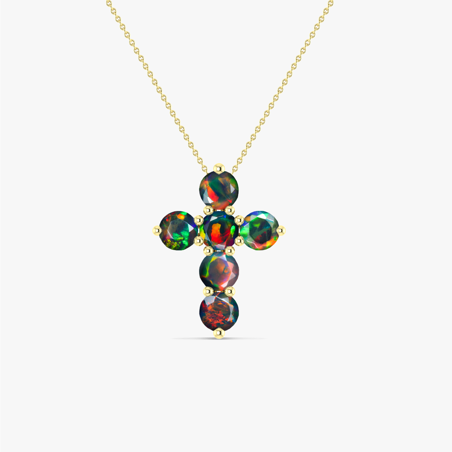 Black Opal Gemstone Cross Pendant Necklace - Elegant Sterling Silver Jewelry for Women - Perfect Gift for Birthday, Christmas & Special Occasions