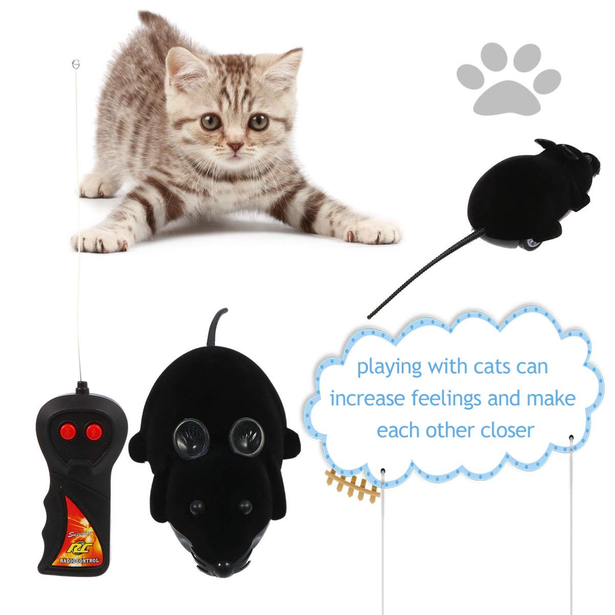 NUOBESTY Realistic Remote Control Fake Rat Toy - Halloween Prank Joke, Christmas Gag Gift, Spooky Plush Mouse for Cats, Dogs & Kids - Perfect for Pranks, Parties & Scare Tactics