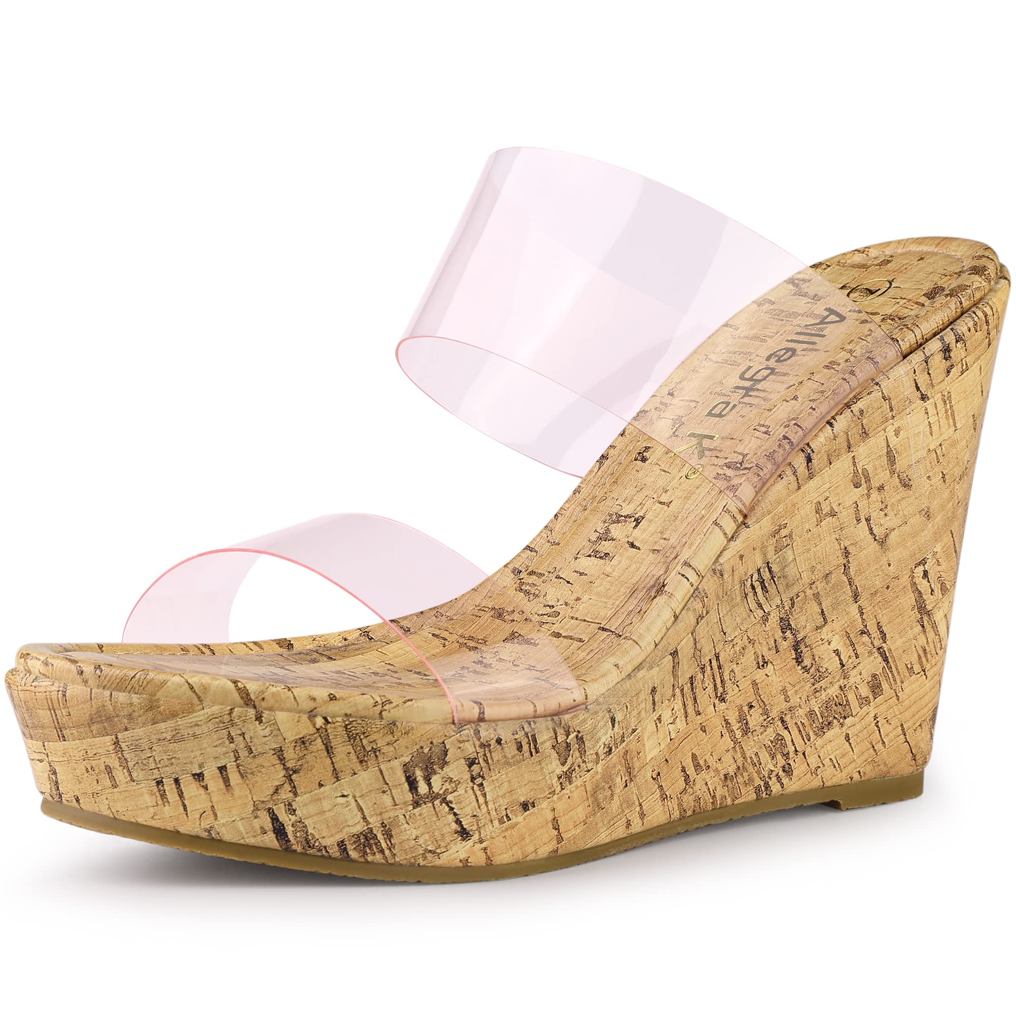 Allegra K Women's Clear Platform Wedge Heel Sandals with Transparent Straps - Comfortable Summer Shoes for Beach, Party & Casual Outings