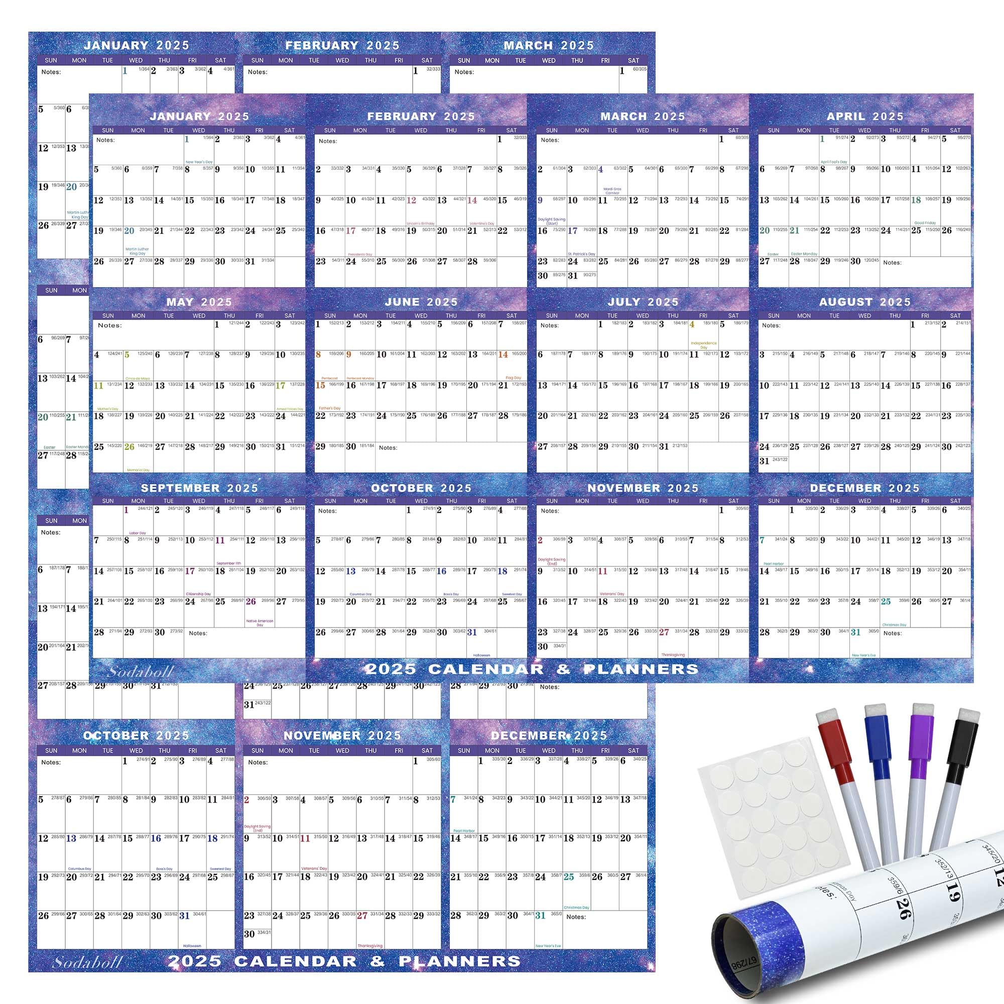 2025 Dry Erase Wall Calendar 24