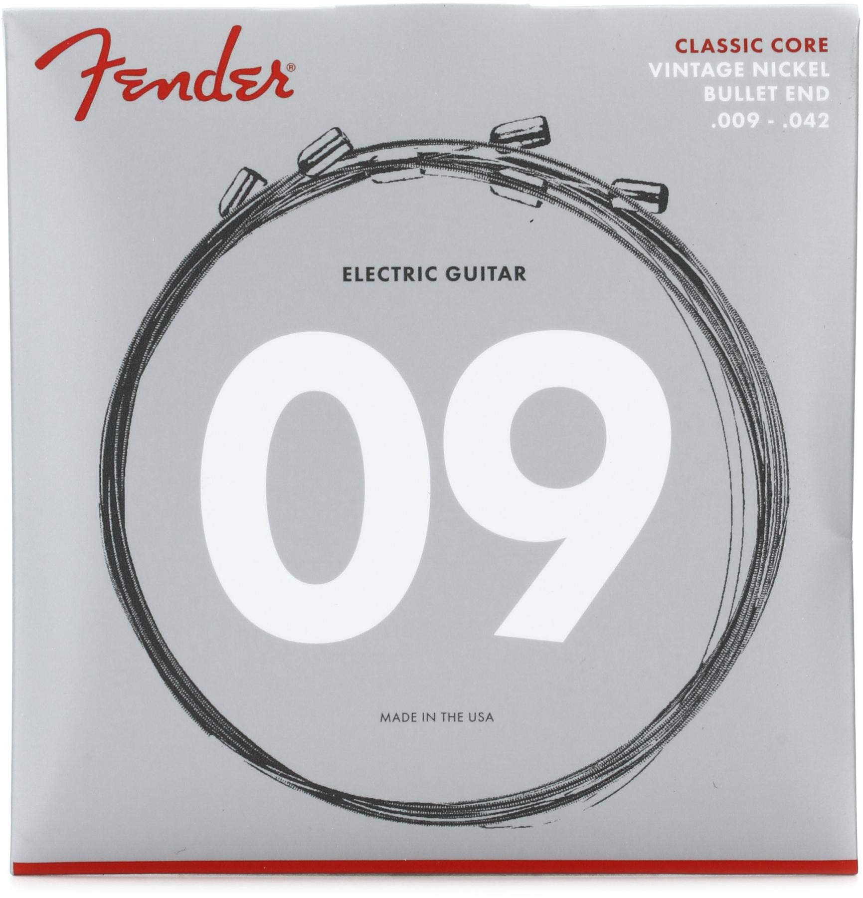Fender Classic Core Electric Guitar Strings - Vintage Nickel, Bullet End, 3155L .009-.042 Gauge - Perfect for Rock, Blues & Vintage Tone