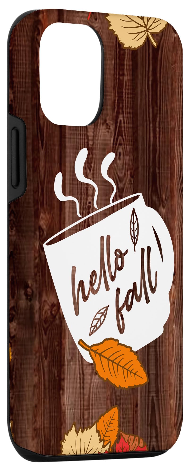 iPhone 12/12 Pro Case - Hello Fall Maple Leaves Design | Autumn Thanksgiving Gift | Perfect for Coffee Lovers & Seasonal Decorations