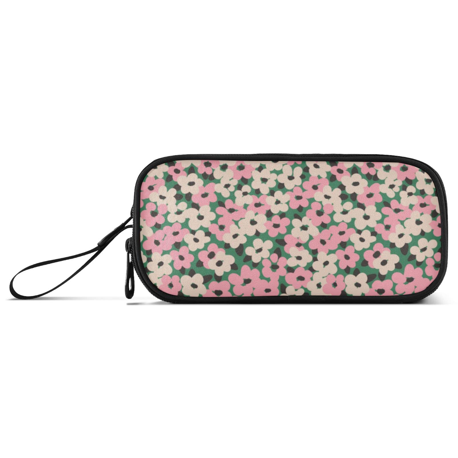 Pink Floral Large Pencil Case - 3 Compartment School & Office Stationery Organizer with Zipper for Students, Teachers & Professionals | Perfect for Backpacks, Desks & Work Essentials