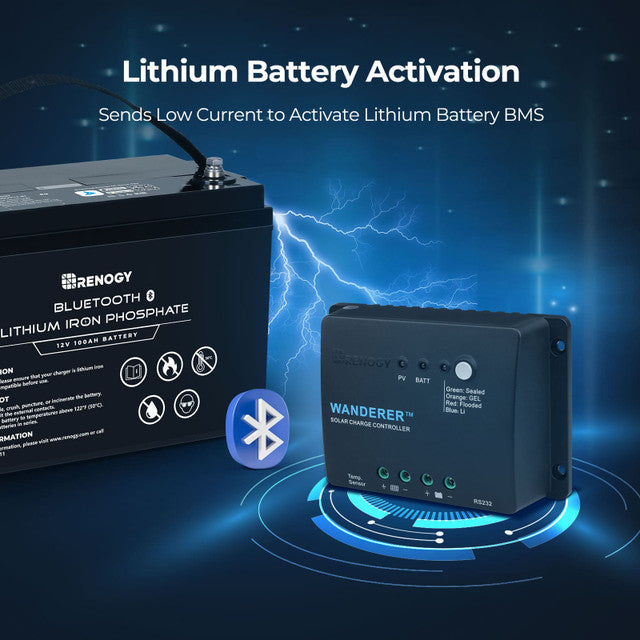 Renogy Wanderer Li 30A PWM Solar Charge Controller for RV, Boat, Off-Grid System - Efficient Battery Charging & Protection