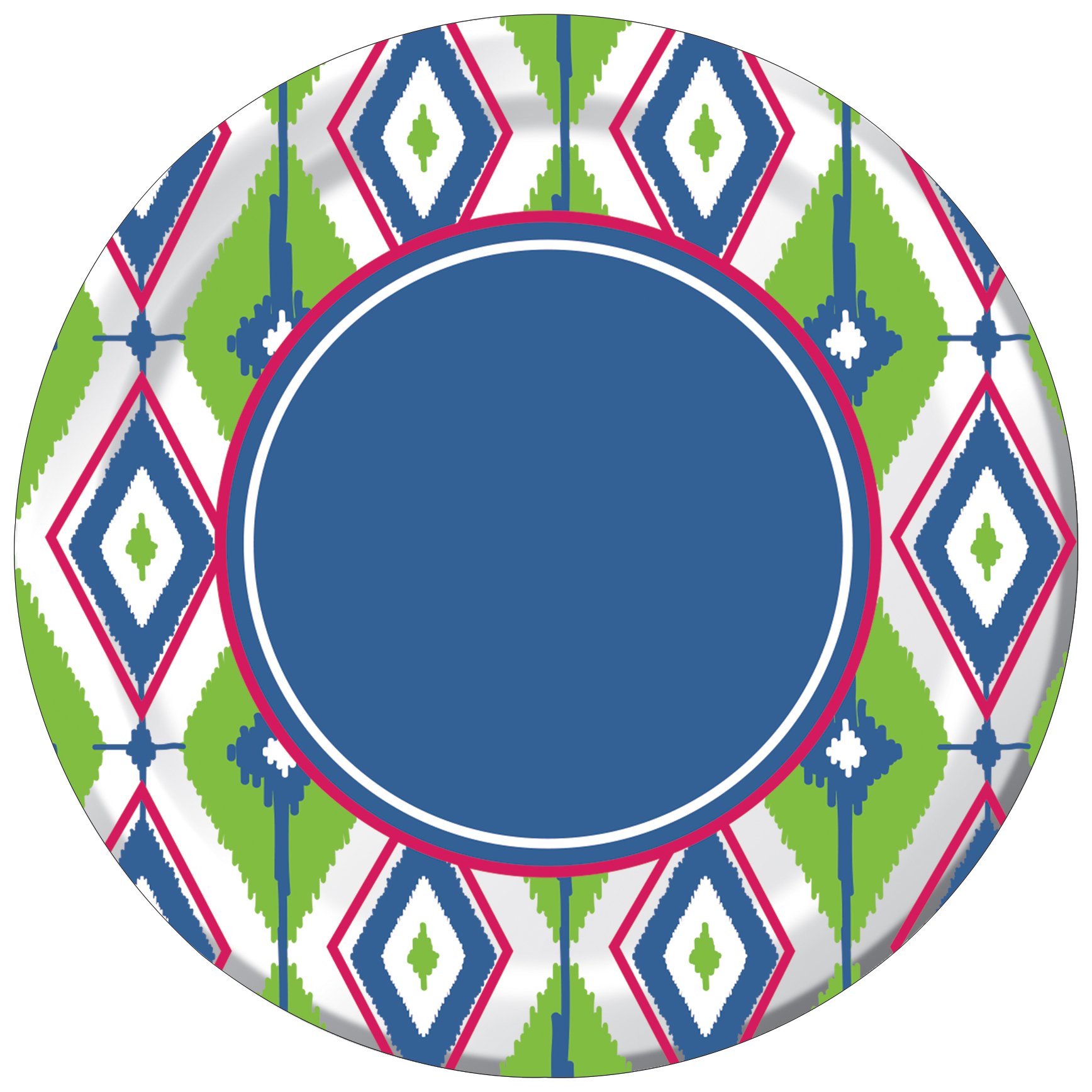 Creative Converting 8 Count Paper Dinner Plates - Diamond Ikat Design, Disposable Party Plates for Birthday, Wedding, Picnic & Holiday Gatherings