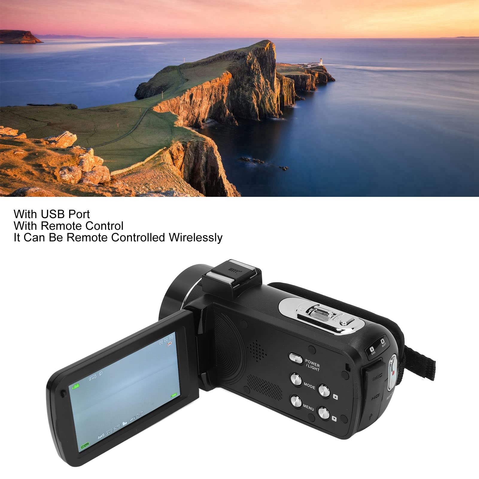 Lazmin112 4K Video Camera Camcorder with 18X Digital Zoom - 1080P HD Digital Recorder, External Microphone & 3