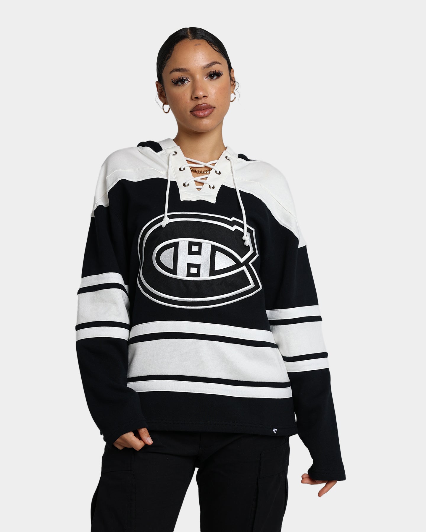 47 Brand Montreal Canadiens Superior Lacer Hoodie - Jet Black NHL Hockey Fan Apparel for Men & Women - Perfect for Game Day, Tailgating and Casual Wear