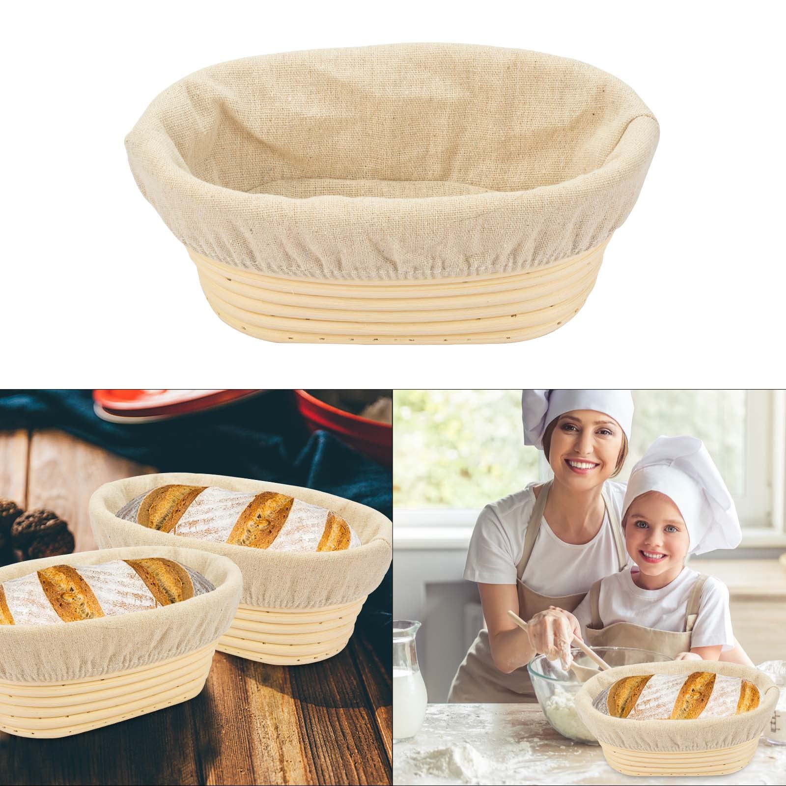 8 Inch Oval Long Banneton Bread Proofing Basket with Liner - Natural Rattan Dough Rising Basket for Sourdough, Artisan Bread Baking | Perfect for Home Bakers & Professional Bakeries